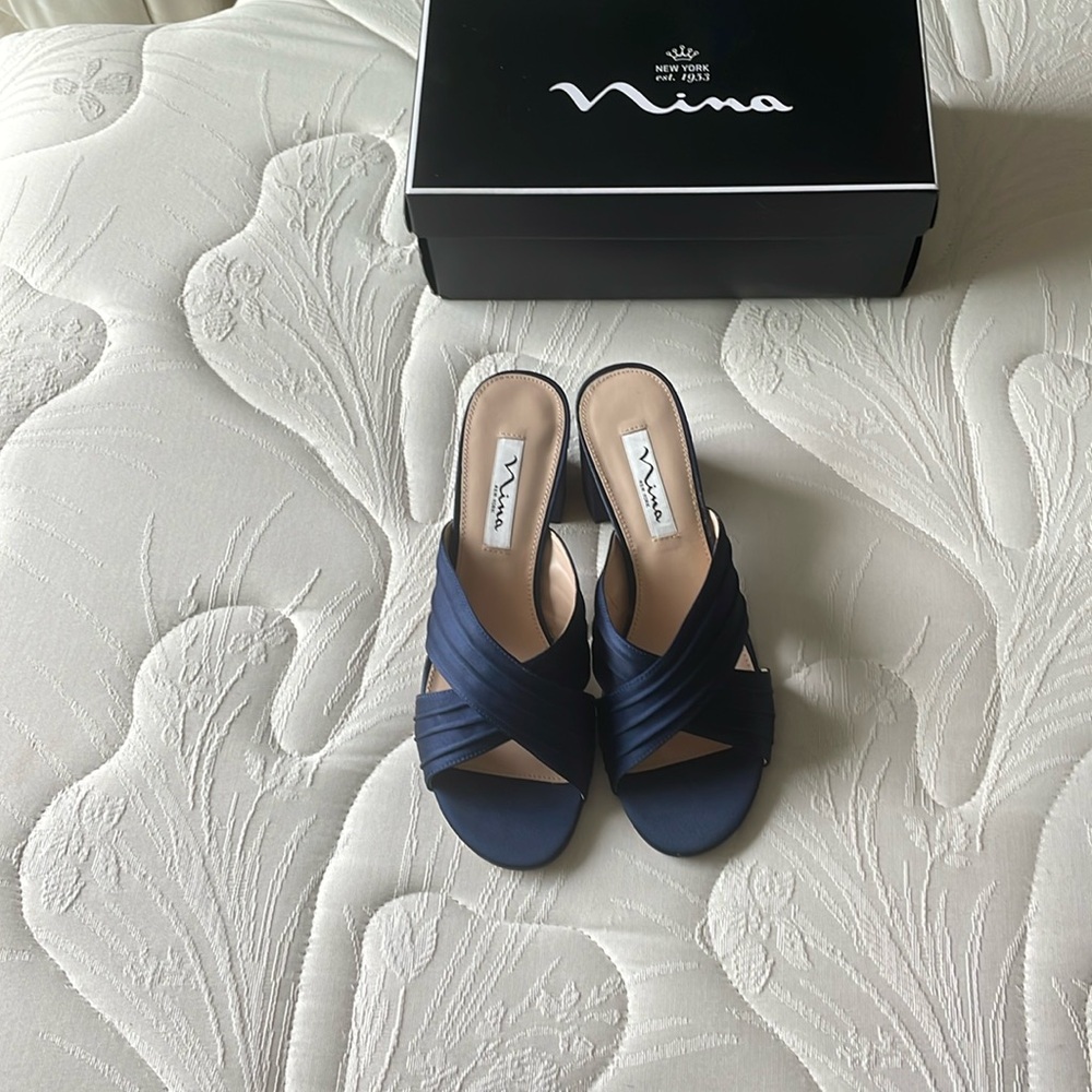 Nina Navy Luster Satin Shoes